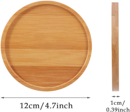 Ceramic Plant Pot Set with Bamboo Saucers (3-Pack)