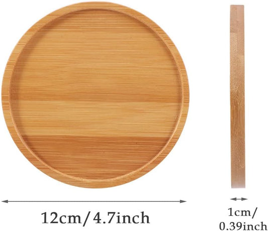 Ceramic Plant Pot Set with Bamboo Saucers (3-Pack)