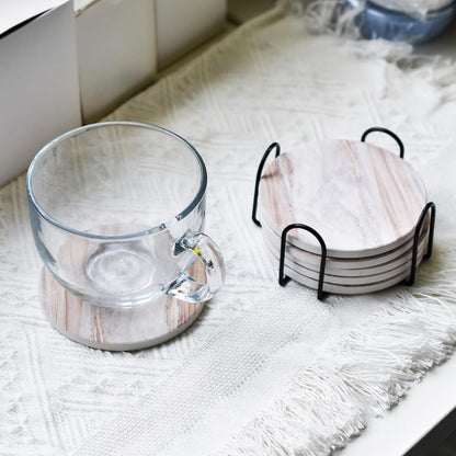 Marble & Cork Coaster Set (6-Pack)